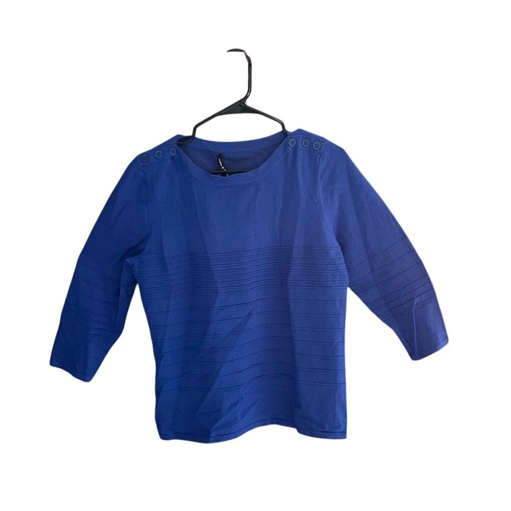 Cable & Gauge Royal Blue Boatneck Pintuck Sweater